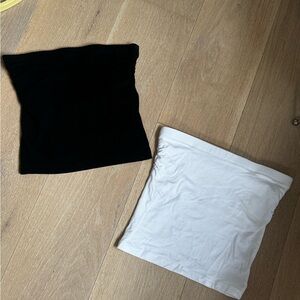 Zenana Outfitters Black & White Seamless Tube Top Set